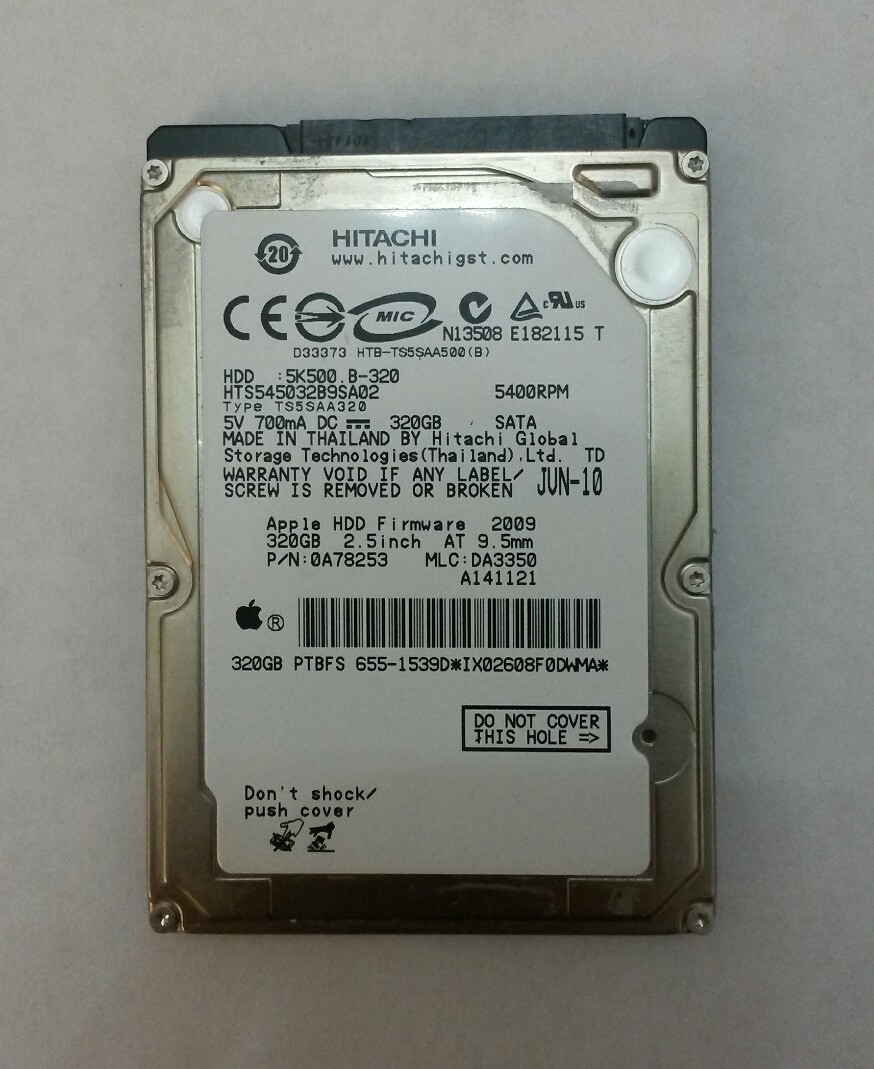 HITACHI HTS545032B9SA02 320GB SATA Laptop Drive P/N:0A78253 MLC:DA3350 F/W:2009