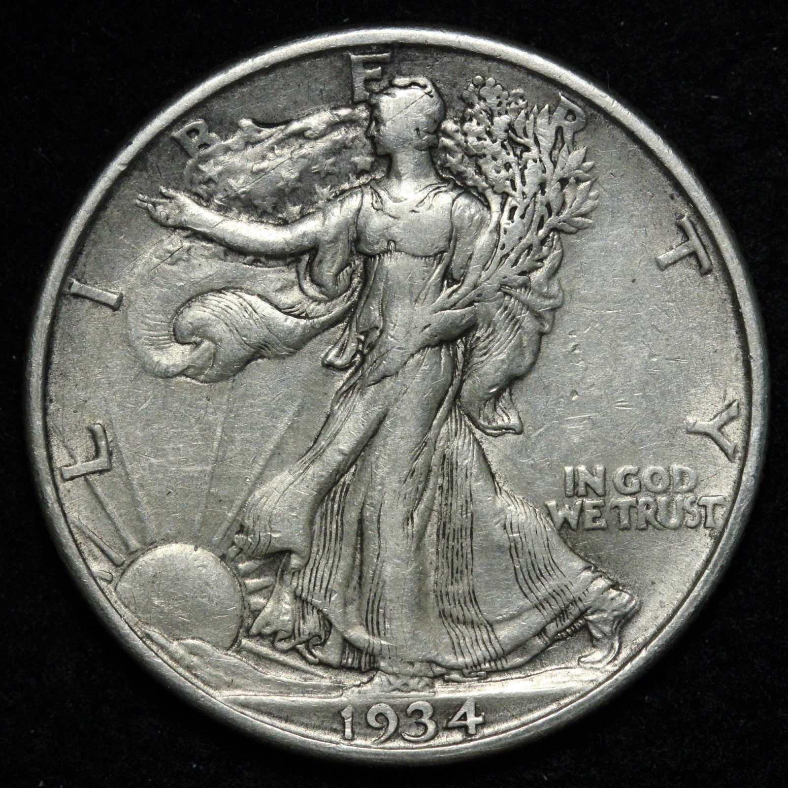 1934-D Walking Liberty Silver Half Dollar AU E338 KREN