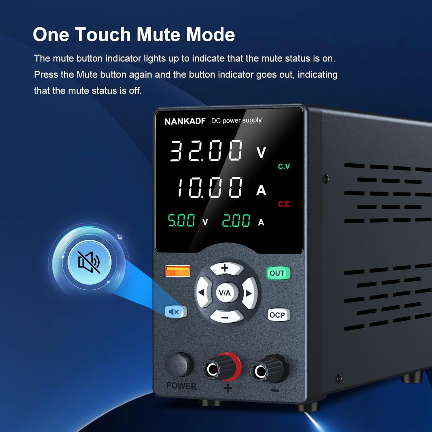 DC Power Supply, Variable Power Supply with Output Button, USB Fast Charging ...