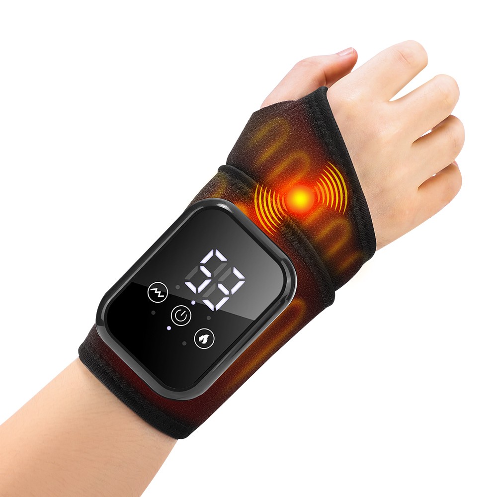 Cordless Wrist Heating Pad Wrap, Heated Wrist Brace with Vibration Hand Massager