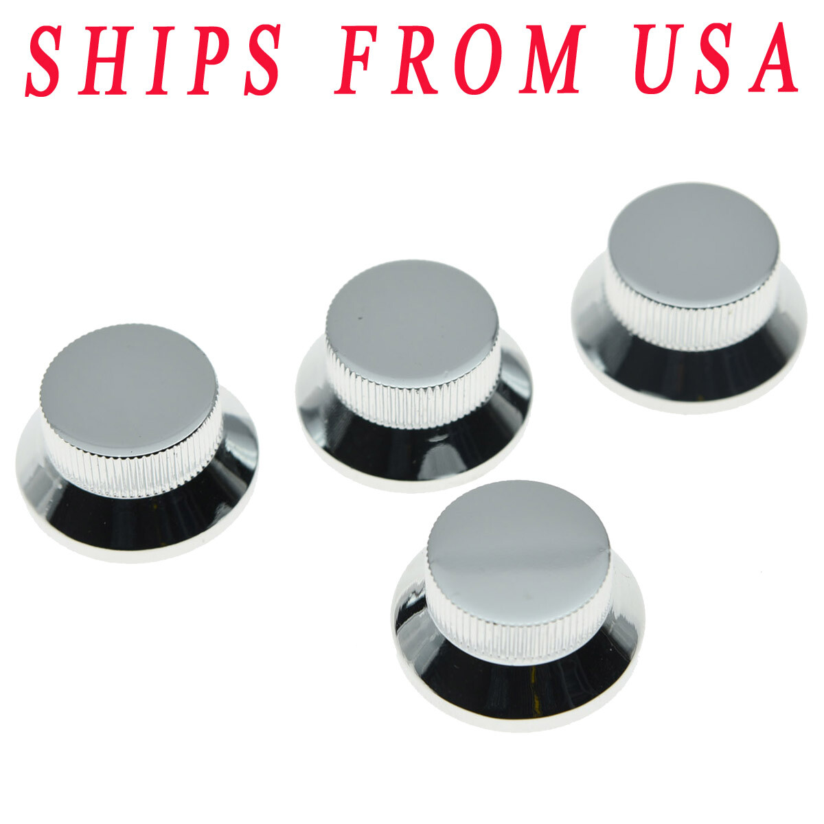 KAISH 4*Chrome Metal LP Top Hat Bell Knobs Guitar Bass Knob fit Metric 5.8mm Pot