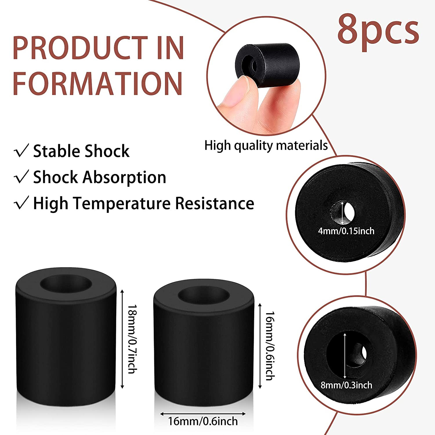 8 Pcs 3D Printer Heatbed Parts Silicone Leveling Solid Bed Mount Stable Hotbe...