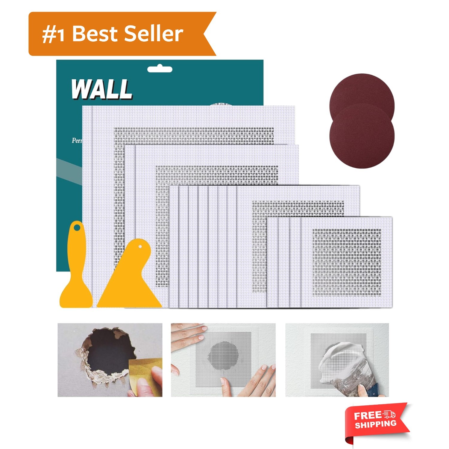 Complete Drywall Repair Kit: 20 Self-Adhesive Aluminum Patches for Any Size Hole