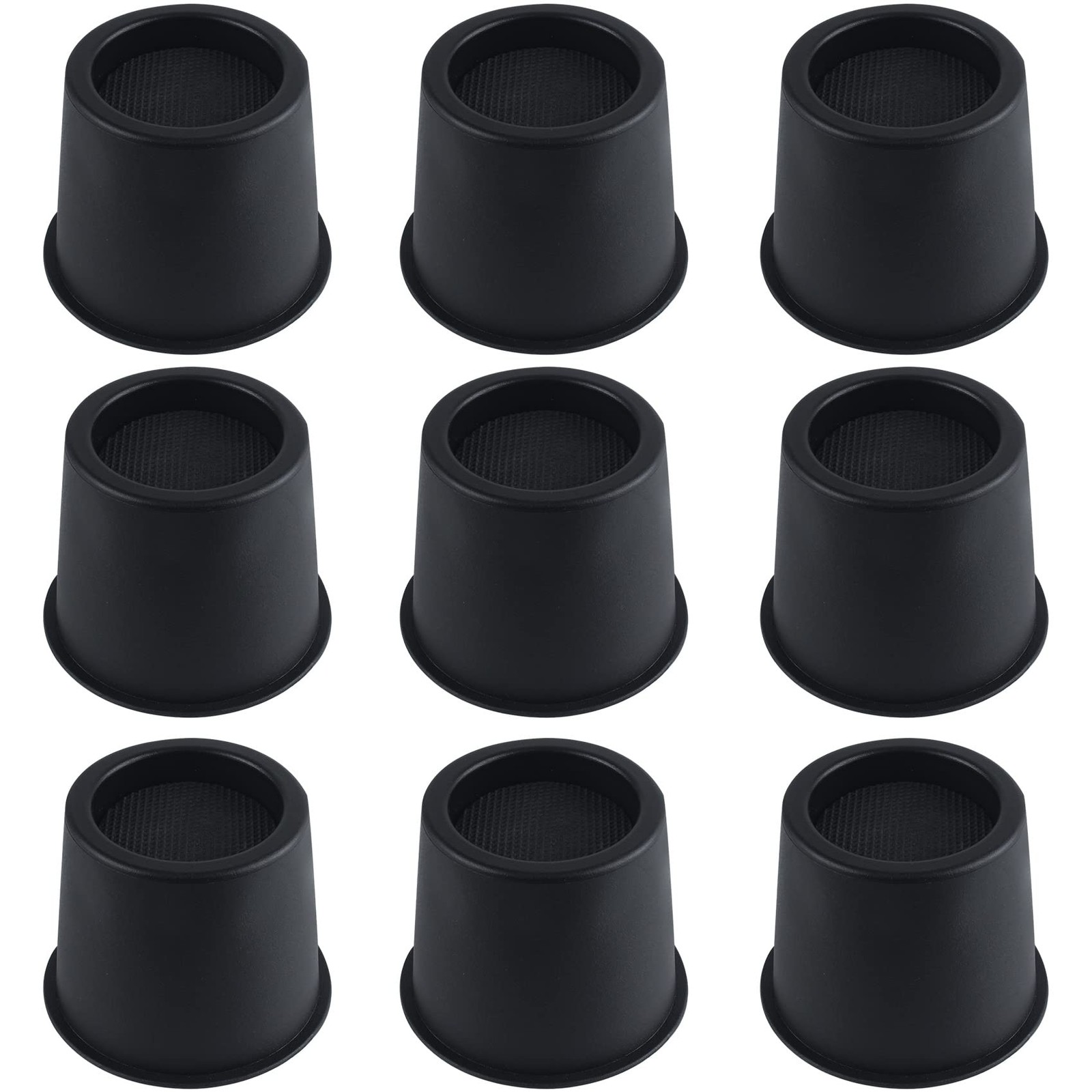 9-Pack Heavy Duty Bed Furniture Risers 3-inch Round Lifts 6600 Lbs Black