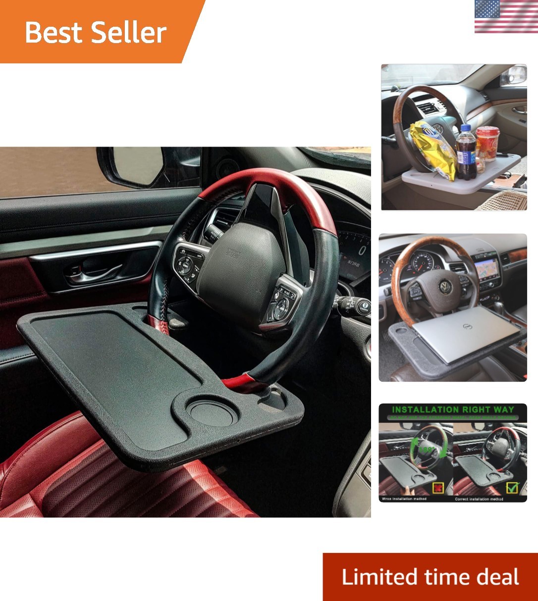 Compact Portable Steering Wheel Desk - Perfect Car Accessory for Travel