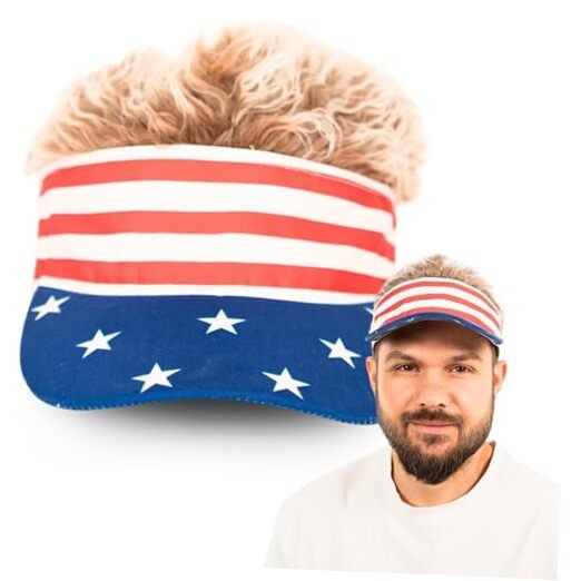 Hat with Hair for Men,Women, American Flag Hats, 4th July USA Multicolor