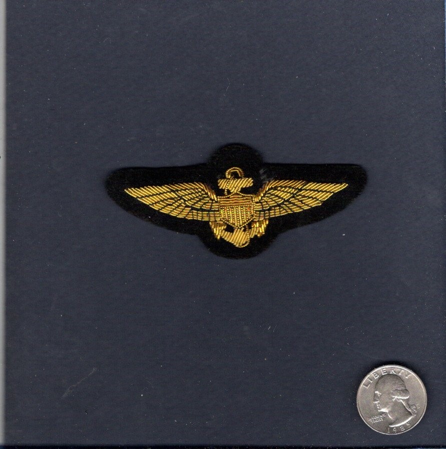 NAVAL AVIATOR WING Hand Made Bullion US NAVY USMC Squadron Uniform Patch