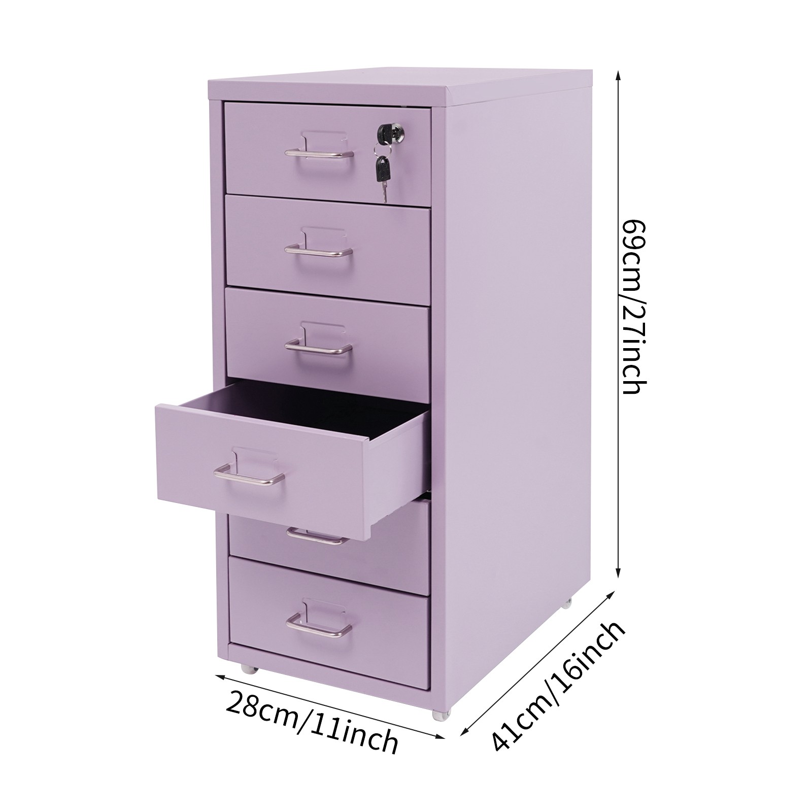 Metal 6 Drawer File Cabinet w/Lock Metal Vertical Filing Cabinet for Office Home
