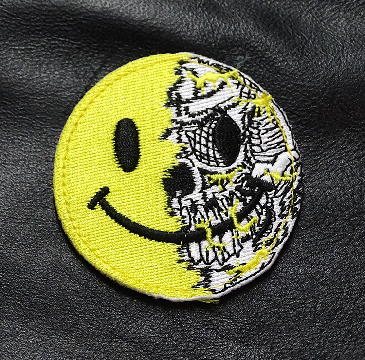 SKULL EVIL SMILEY FACE 2.5 INCH TACTICAL MORALE HOOK PATCH (MSF1)