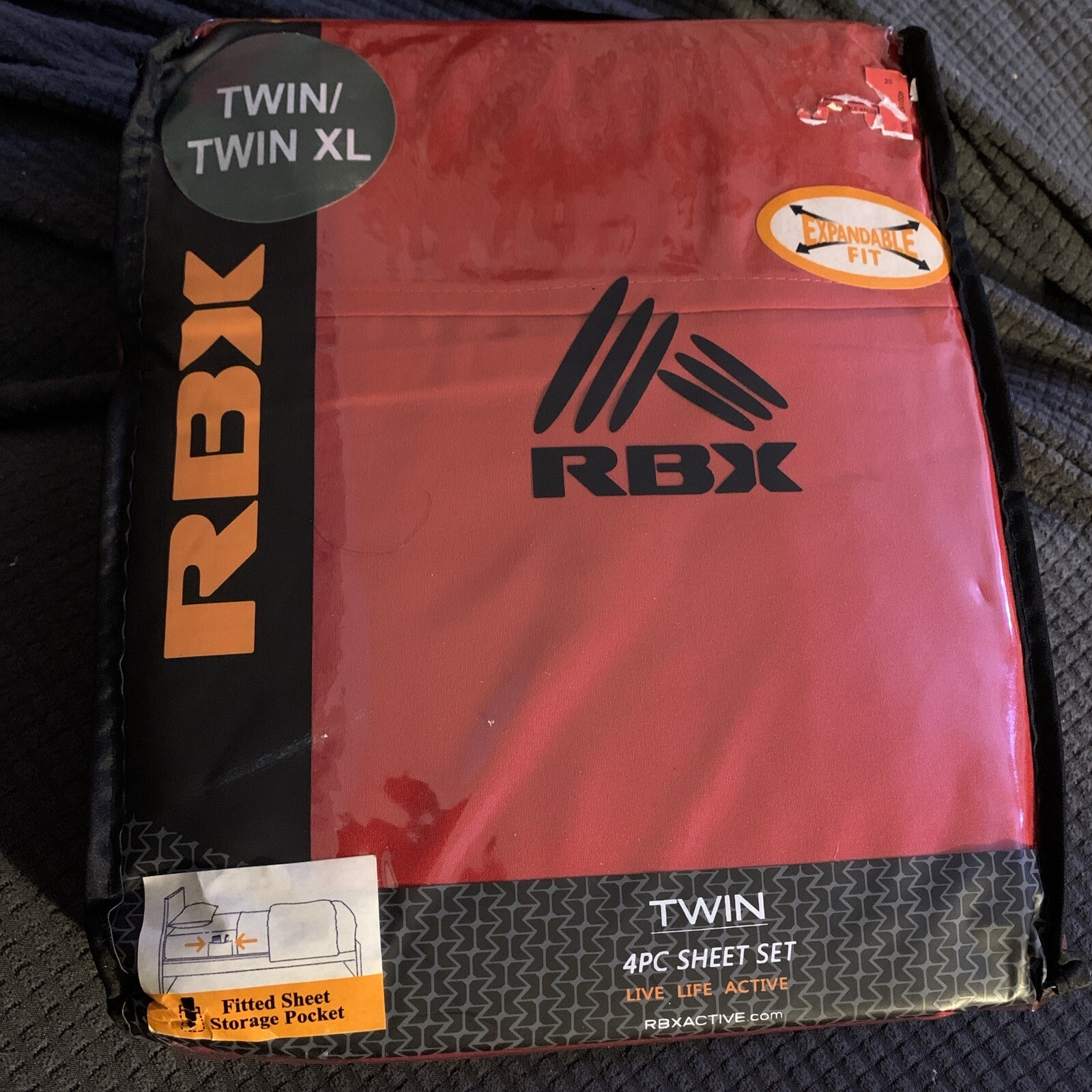 RBX Twin XL Sheet Set in Red  4 Piece Flat, Fitted, Pillowcases Polyester