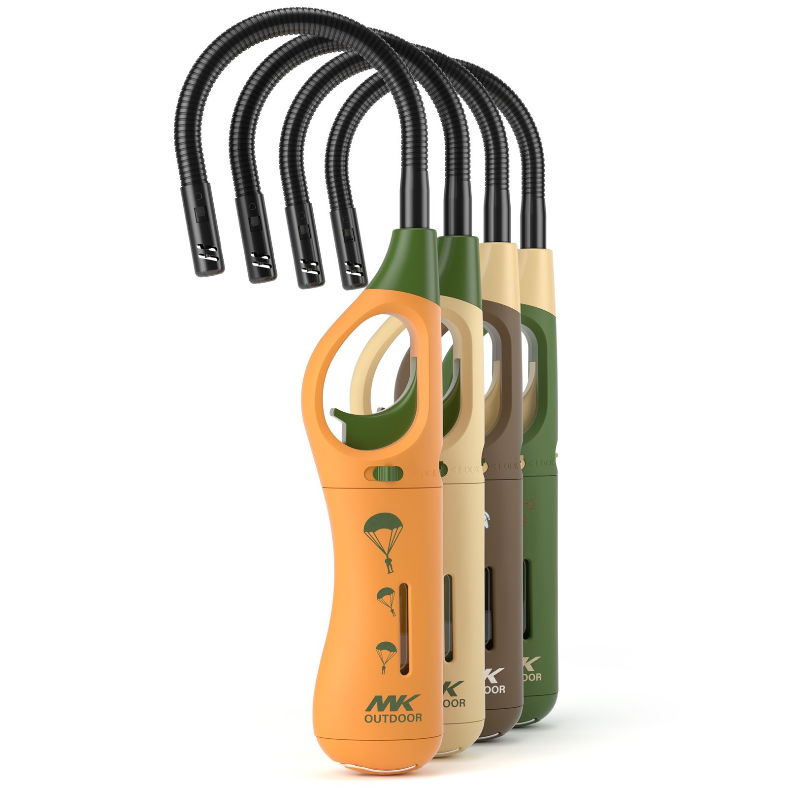 Utility Lighter Long Reach Refillable Butane Fireplace Kitchen BBQ（4 PCS）