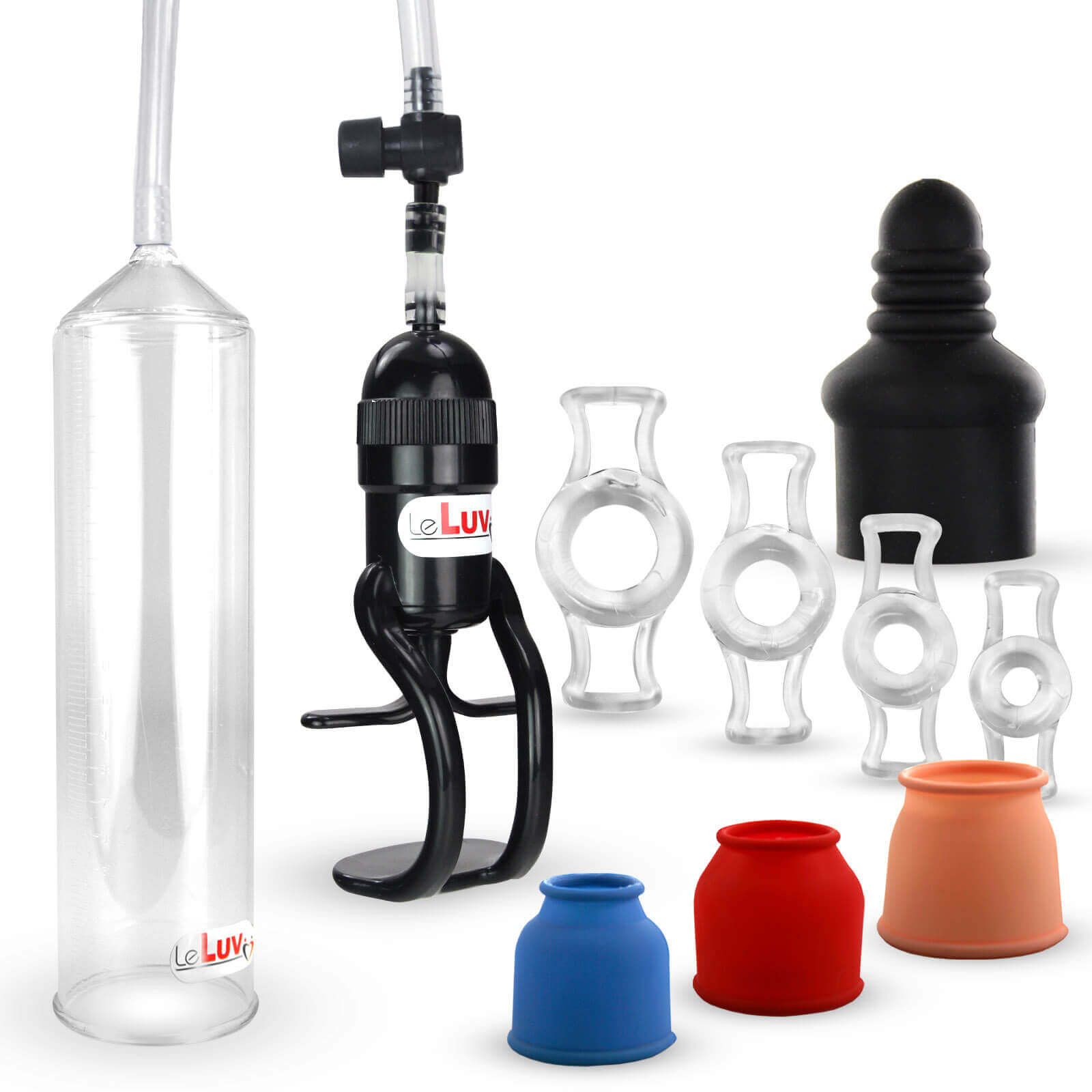 LeLuv Penis Pump EasyOp Zgrip with 3 Seals, 1  Septum Sleeve and 4 Rings