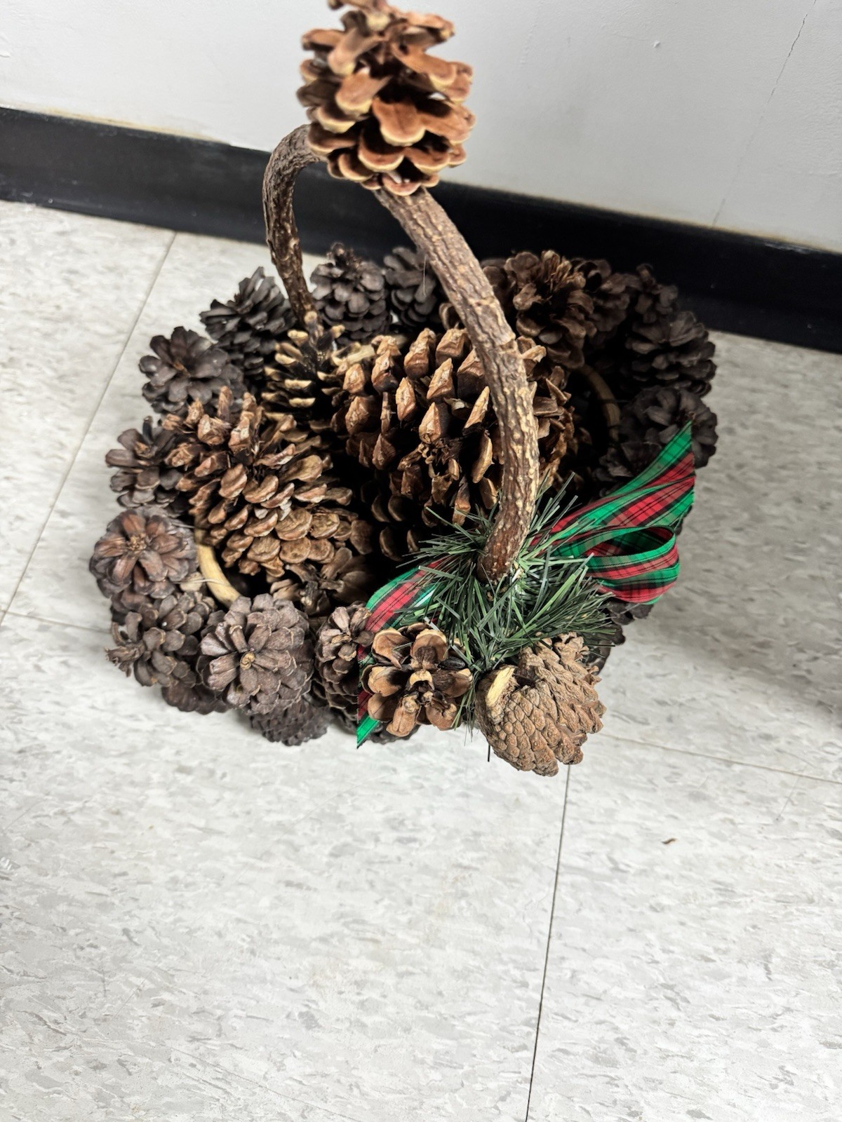 Rustic Wooden Pinecone Basket