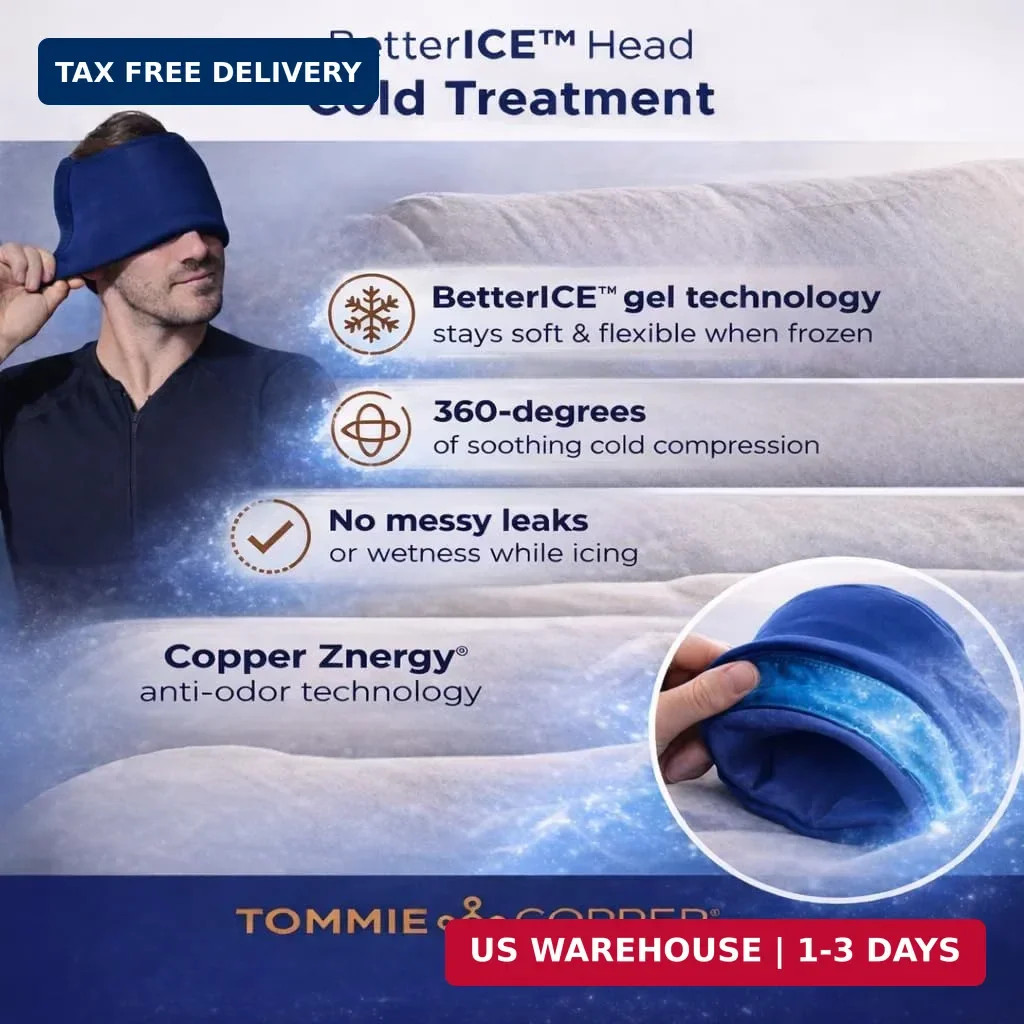Tommie Copper BetterICE Migraine Relief Cap - Cold Compression Head Wrap, Coolin