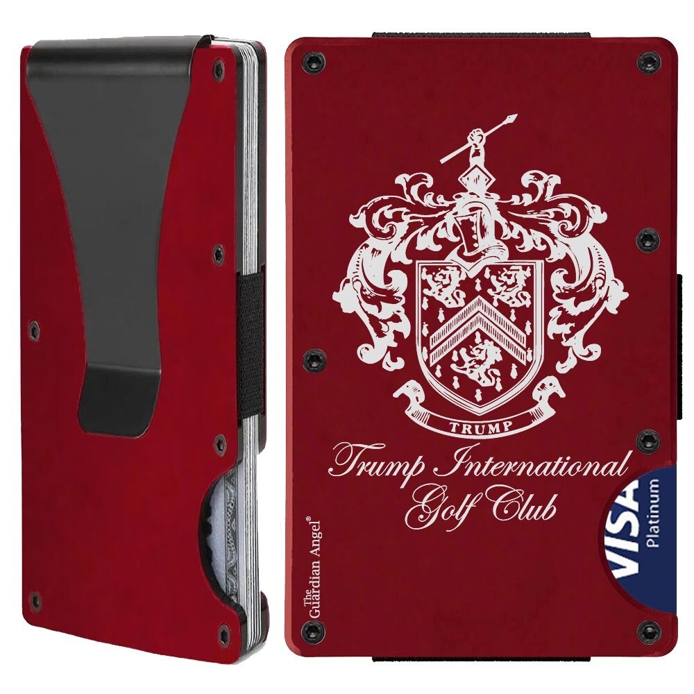 Trump Golf Club Burgundy Titanium Carbon Fiber Mens Women RFID Blocking Wallet