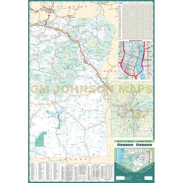 Large Print State Map of Oregon, by GMJ Maps