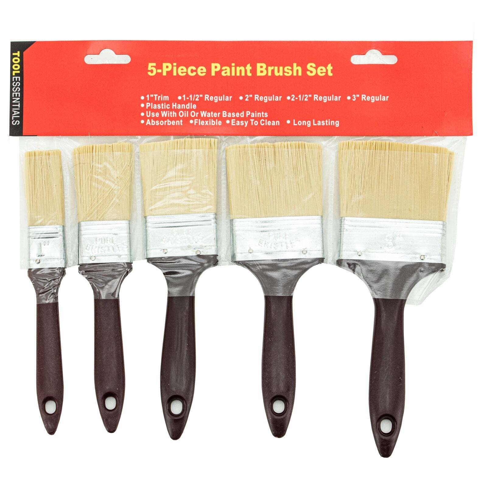 Tool Essentials 5pc Flat Paint Brush Set 1" - 3"