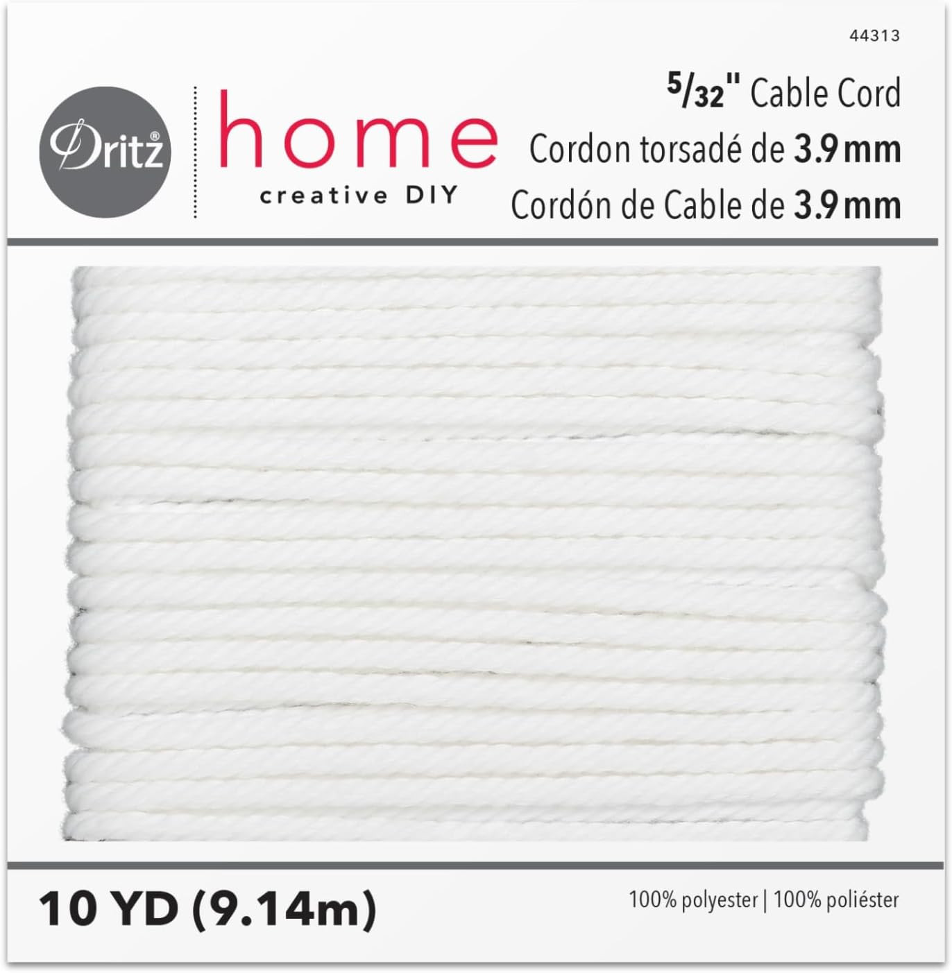 Home 44313 Cable Cord, 5/32 X 10-Yards, Size 70 , White