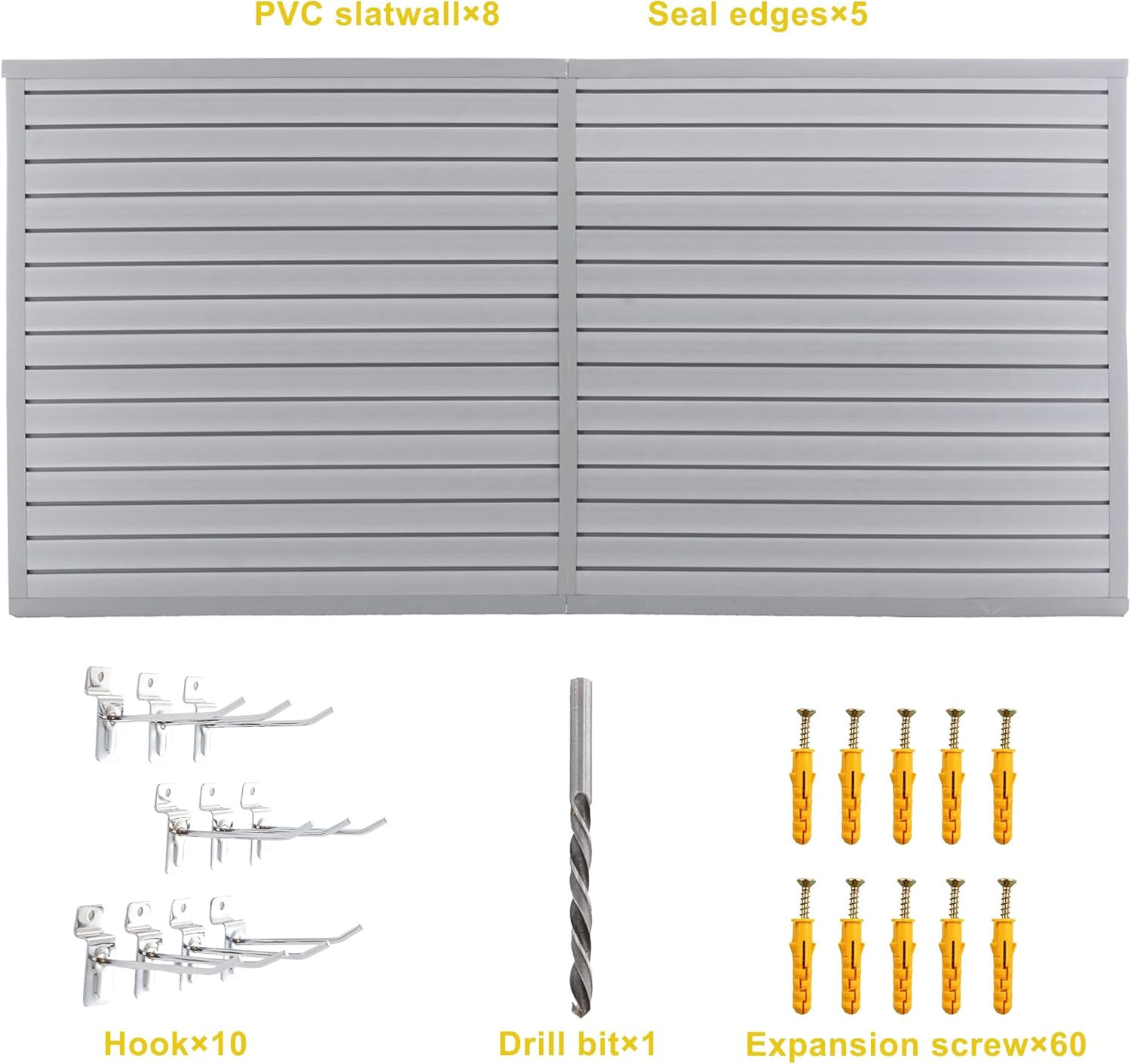Slatwall Panel Garage Wall Organizer Storage Systems, Wall Mounted PVC Storage R