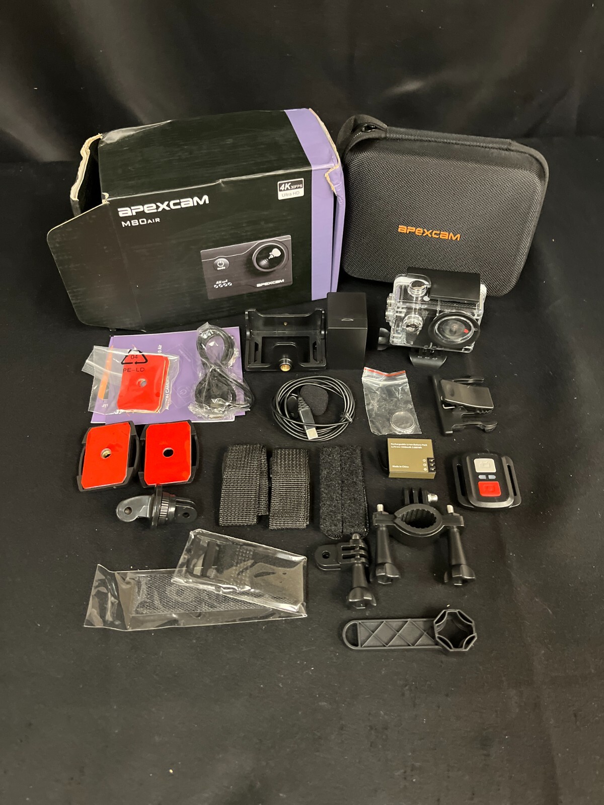 Apexcam M80 Air Black Portable Waterproof 4K Wi-Fi Action Camera With Manual