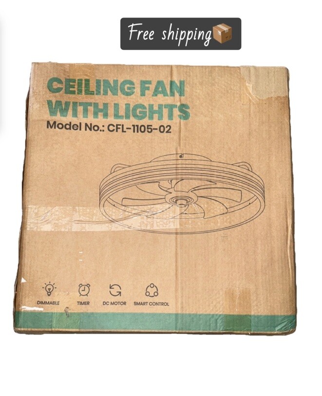Flush Mount Low Profile Ceiling Fan with Lights, Remote Control CFL-1105-02