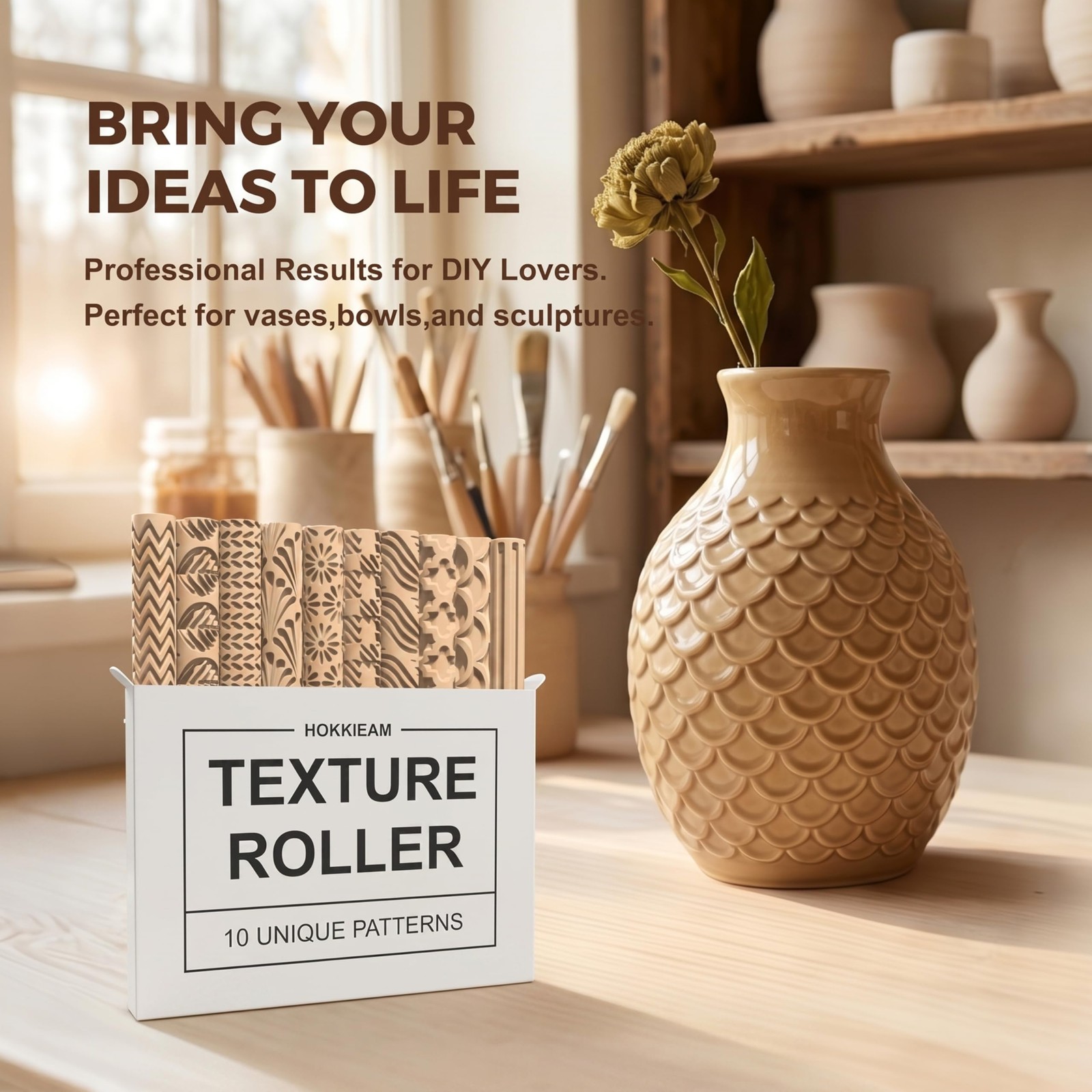 Clay Texture Rollers | 10-Pack Polymer Clay Texture Roller Set for Pottery & ...