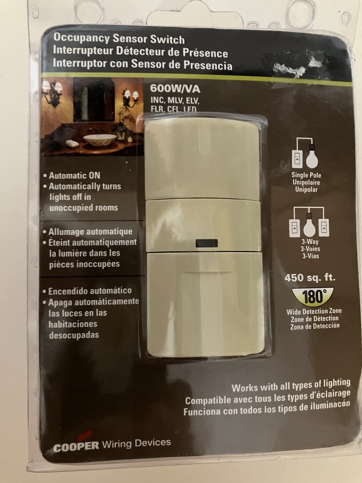 Light Switch Occupancy Sensor Auto Enter  On Exit Off Ivory color