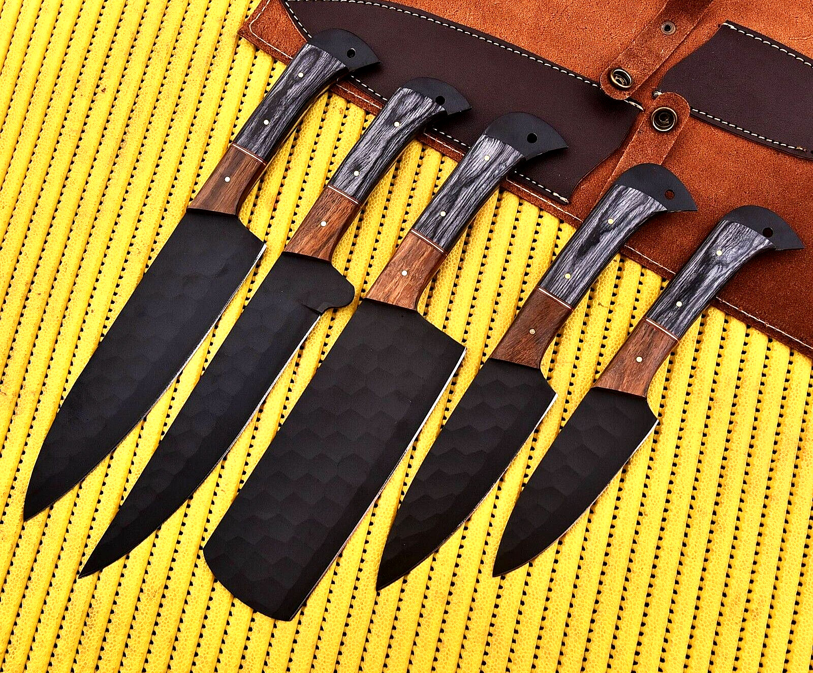 CUSTOM HAND MADE FORGE CARBON STEEL CHEF KNIFE SET KITCHEN KNIVES 2930