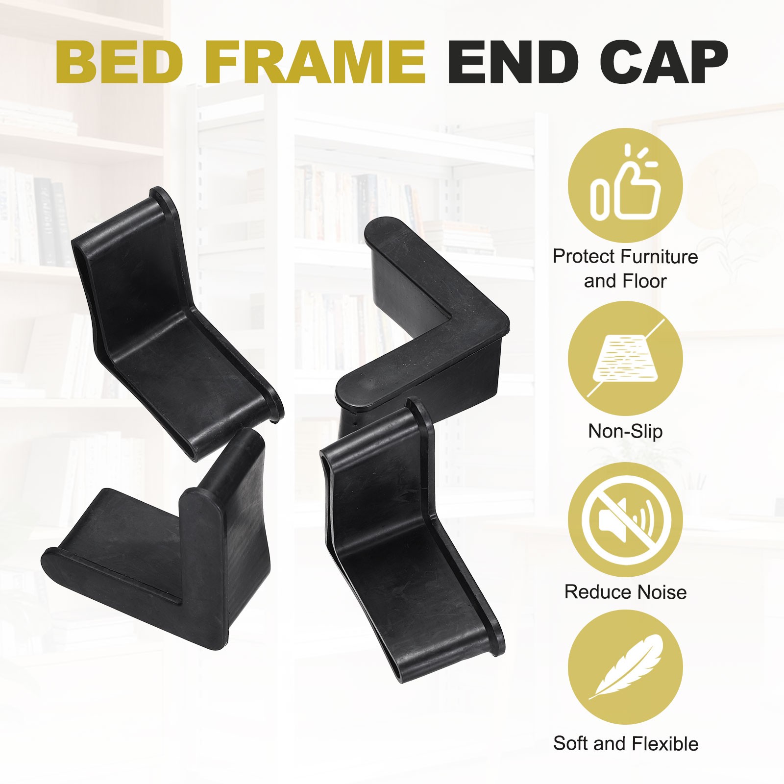 8Pcs 1-5/8" Bed Frame End Caps, Angle Iron Foot Pad Leg Protector, Black