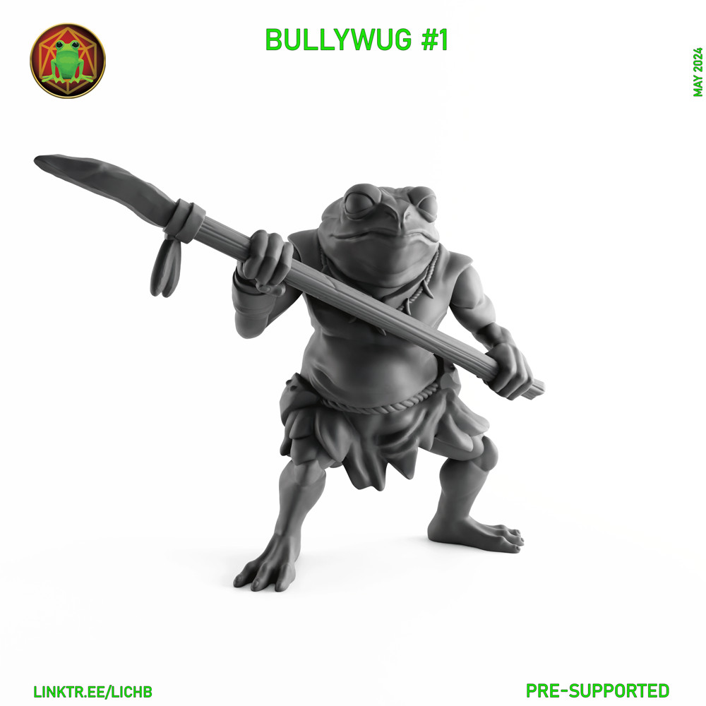 Bullywug Fighter Warrior Adventurer Frog NPC 28mm Scale DND D&D Mini TW