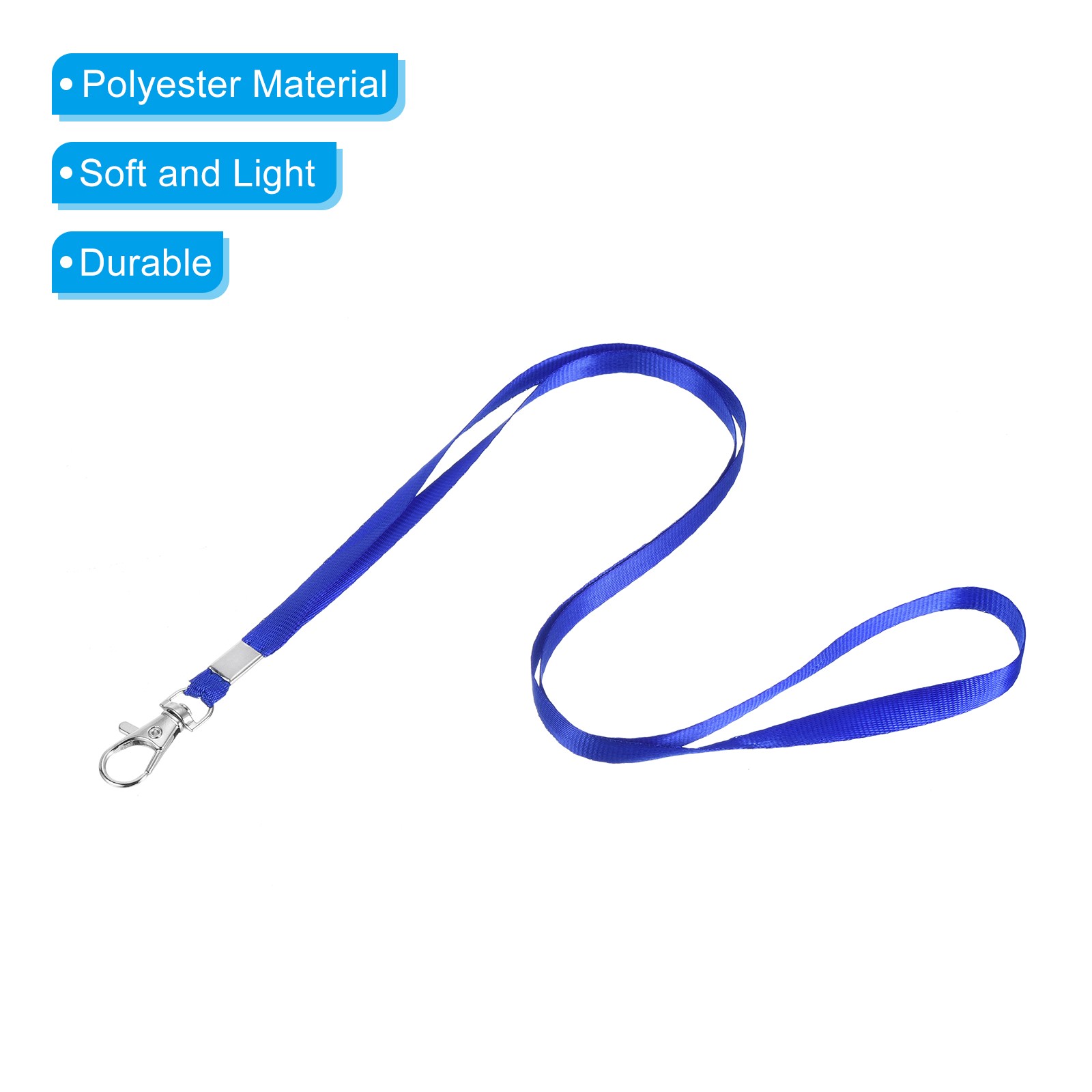 5Pcs 17" Lanyards with Swivel Hook, 0.4" Width, for Badges Holder, Blue