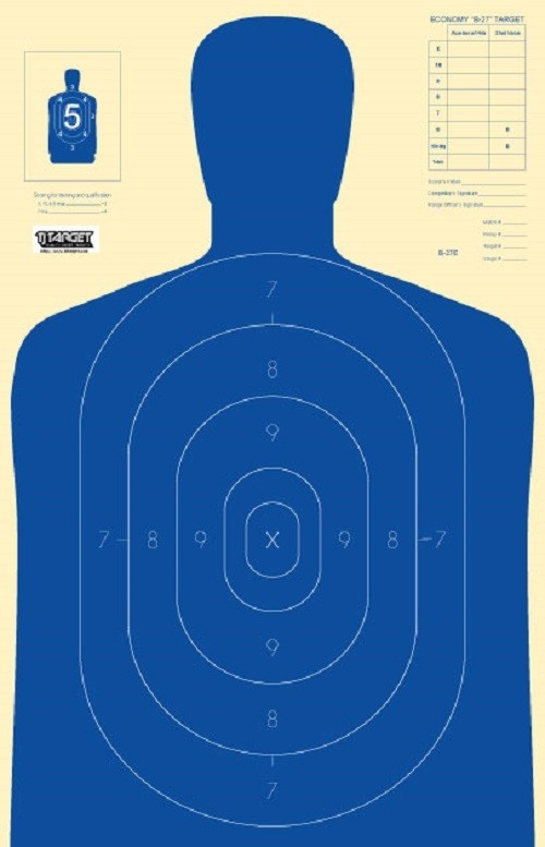 B27-E Silhouette Targets - 50 Blue Silhouette Pistol Rifle Range B-27E Qty:50