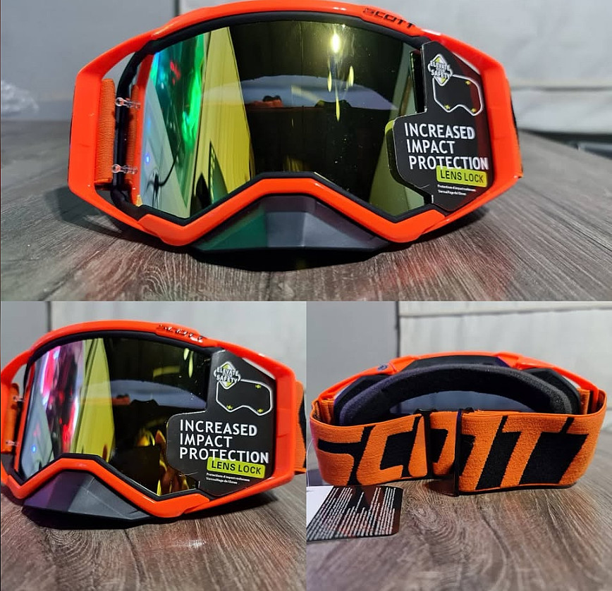 Scott Motocross Goggles MX Dirt Bike ATV Orange Lens Anti Fog Riding Gear
