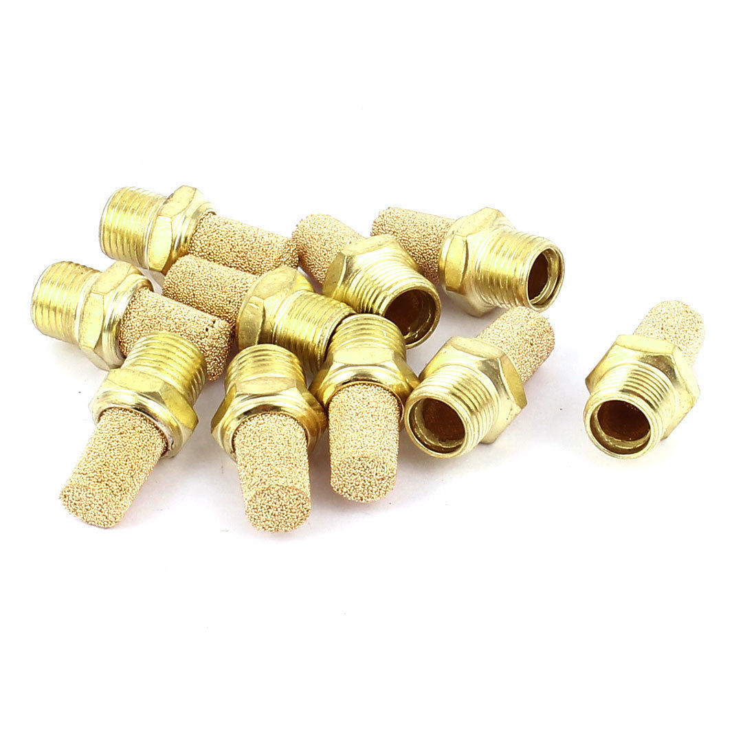 10 Pcs 1/8PT Male Thread Pneumatic Muffler Silencer Filter Exhaust Brass ✦KD