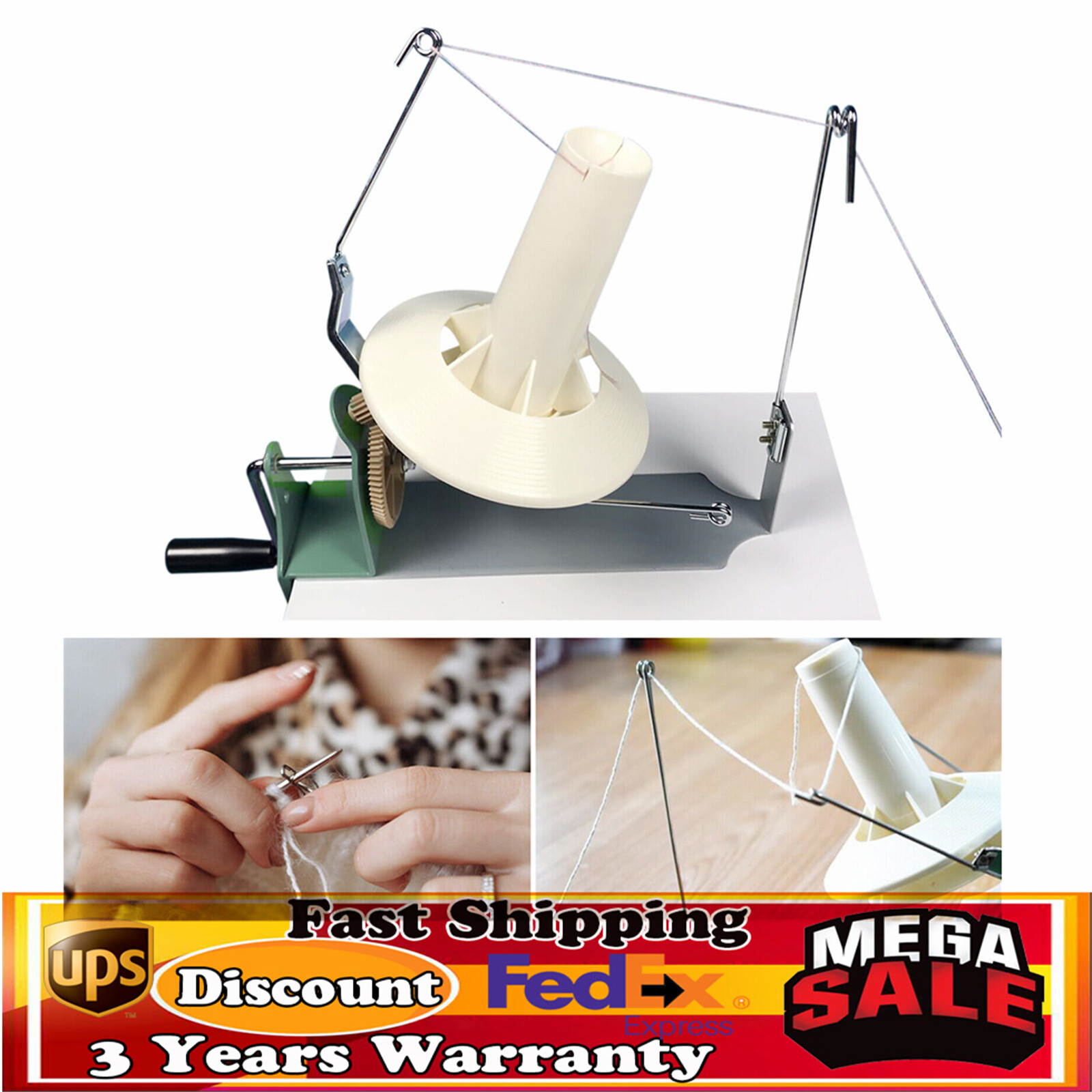 Hand Operated Large Yarn Ball Winder Jumbo Nylon Fiber/Wool/String Ball Winder