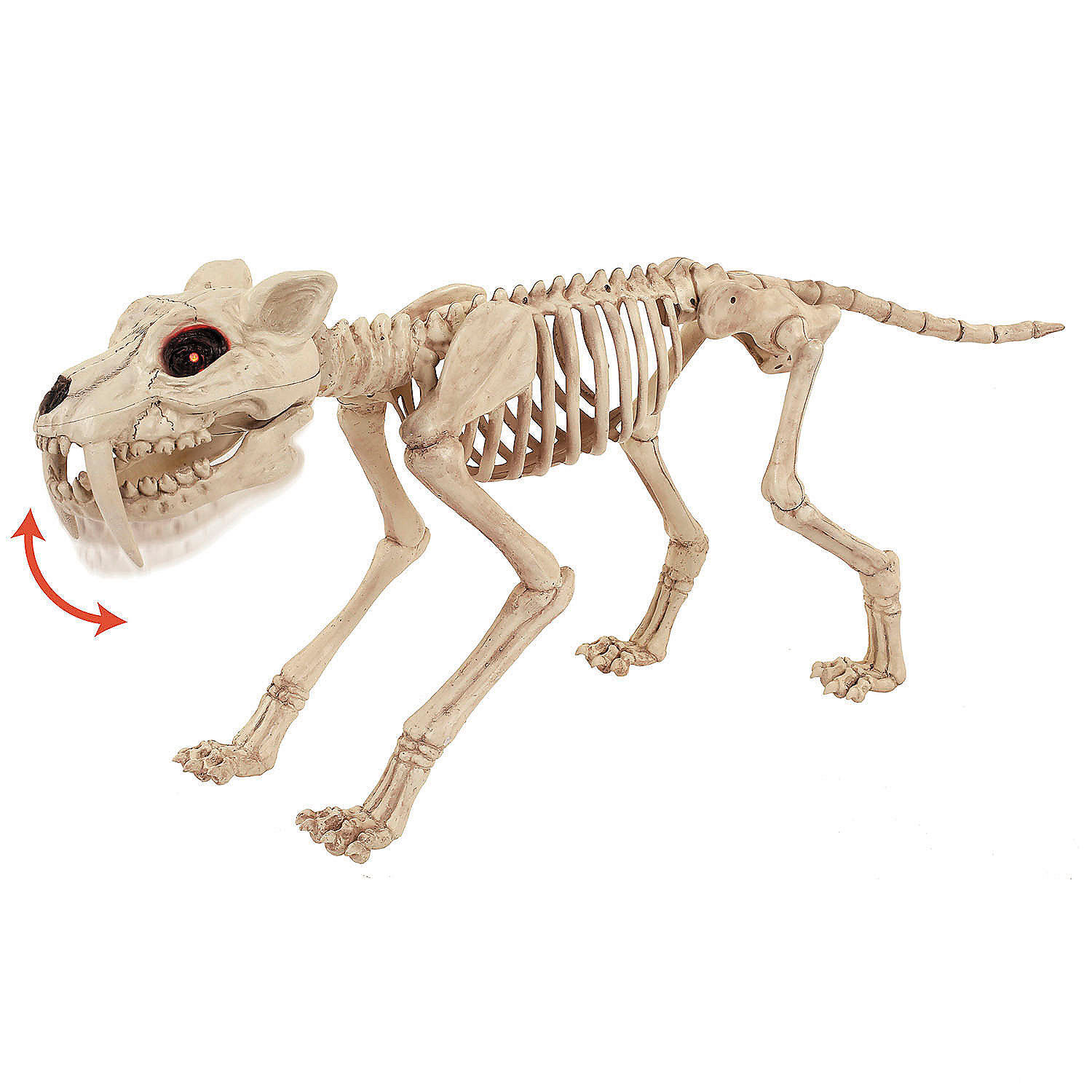 18 1/2" Animated Light-Up Tiger Skeleton LED Eyes, Moving Mouth and Sound