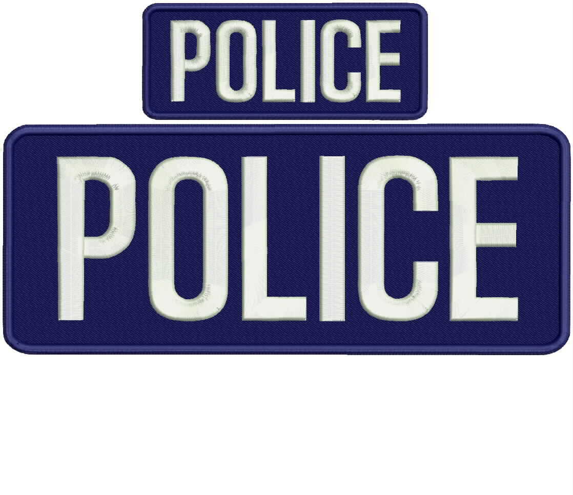 police embroidery patch 4x10 and 2x5 hook on back navy