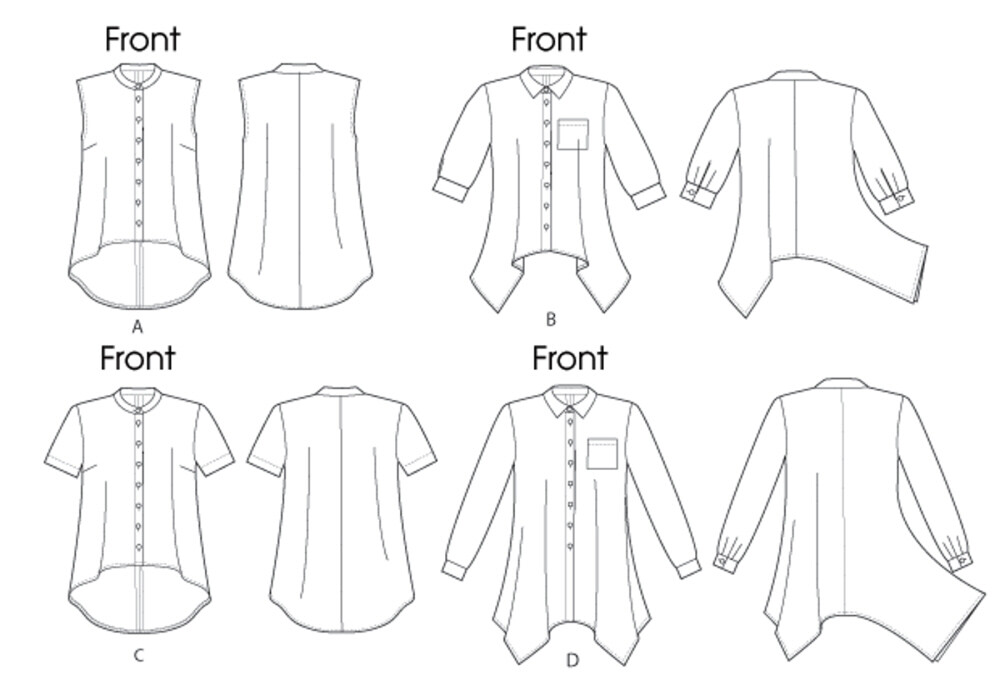 SEWING PATTERN Womens Clothes - Button Down Shirt Top Blouse Plus Size Easy 5786