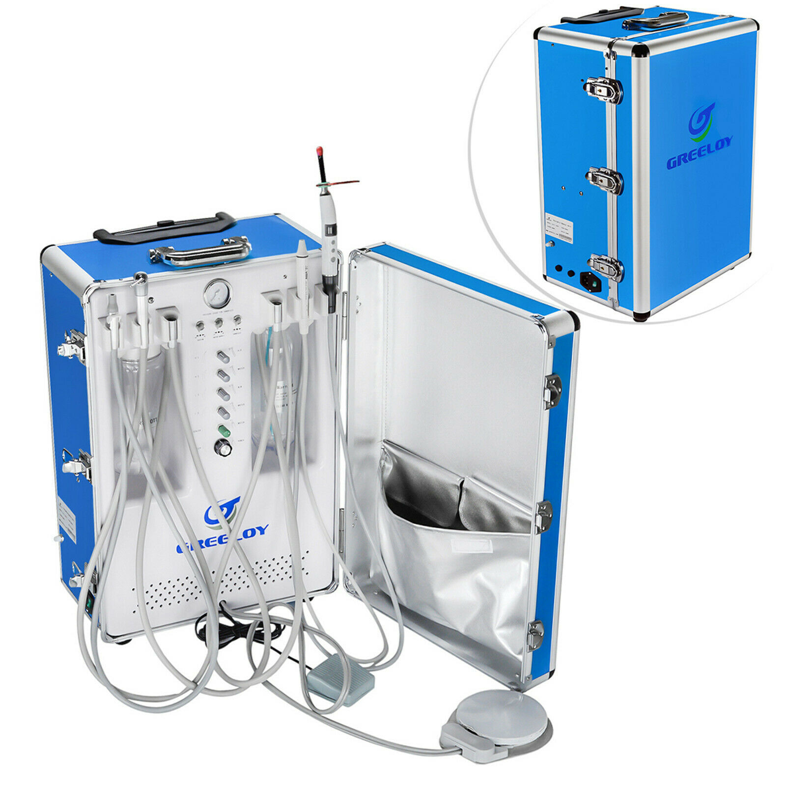 Greeloy GU-P206S Dental Portable Unit Air Compressor+Curing Light+Scaler 4H CE