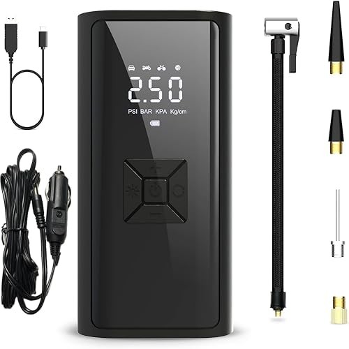 Tire Inflator Portable Air Compressor, 150 PSI Cordless Air Pump for Car