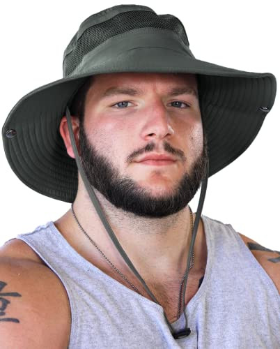 Fishing Hat UPF 50+ Wide Brim Sun Hat for Women Mens Sun Hat 7-7 1/2 Dark Gray