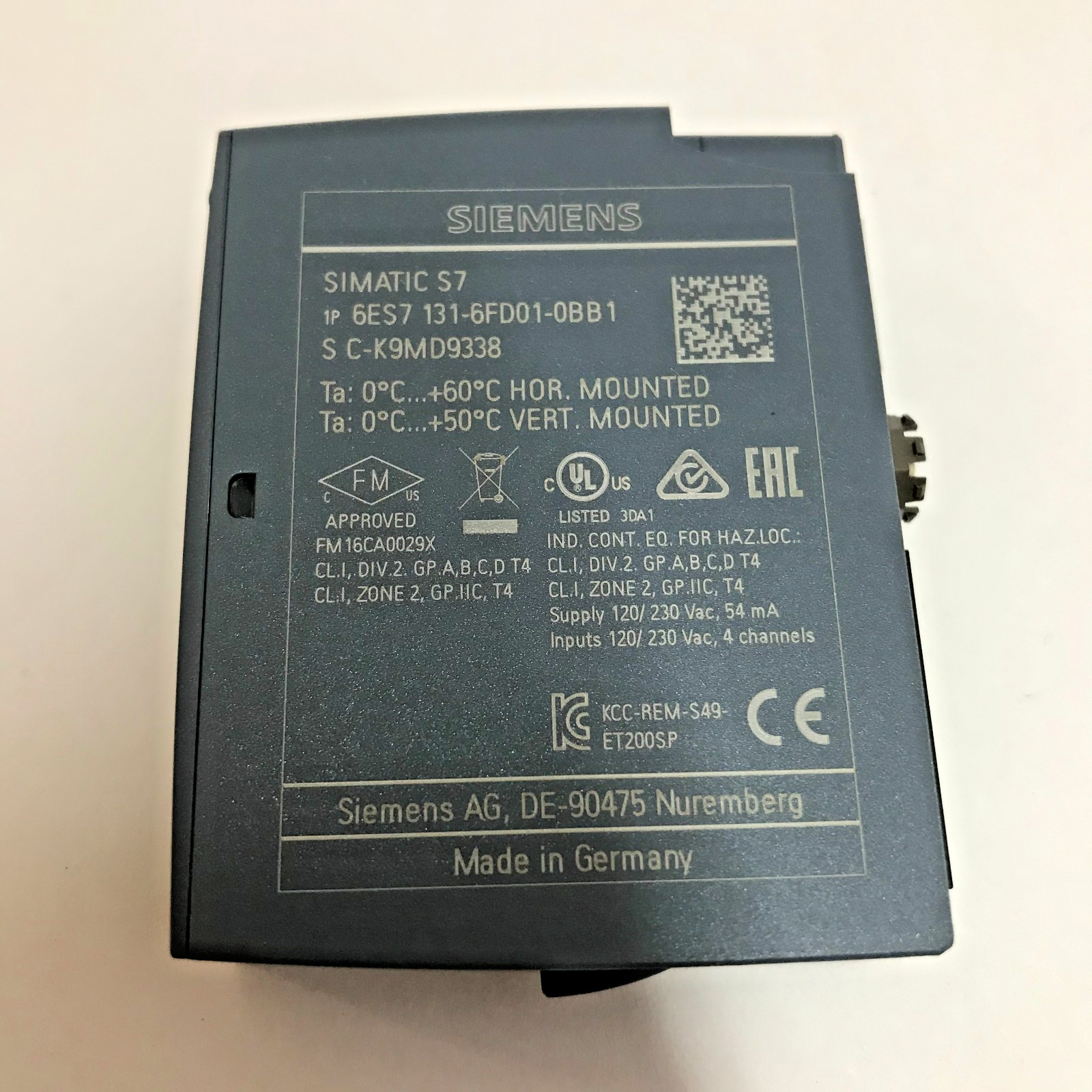 Siemens Digital Input Module 6ES7131-6FD01-0BB1 - New Unused Surplus