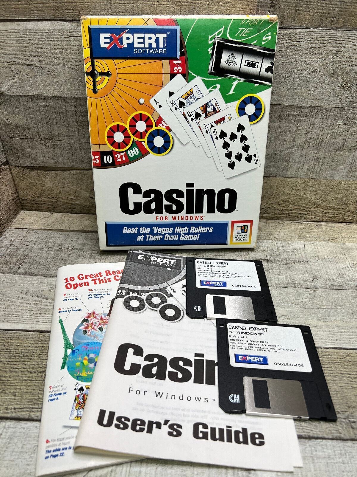 Expert Software Casino IBM PC Windows 3.1 95 3.5 Floppy Disk 1.44MB Vintage