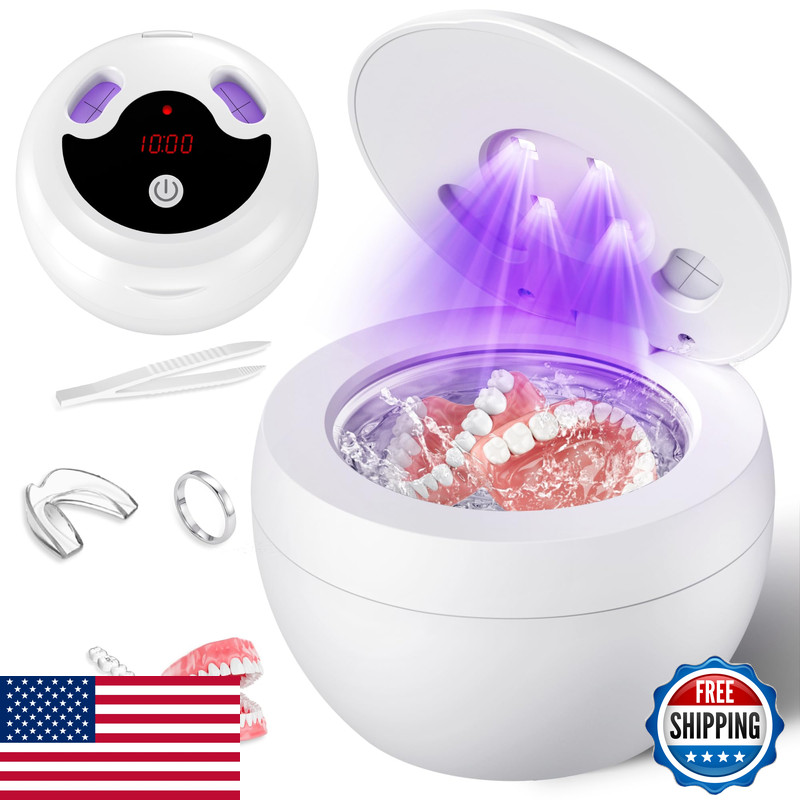 Muaysy Upgraded Ultrasonic Retainer Cleaner Machine 48Khz Ultrasonic Dentures