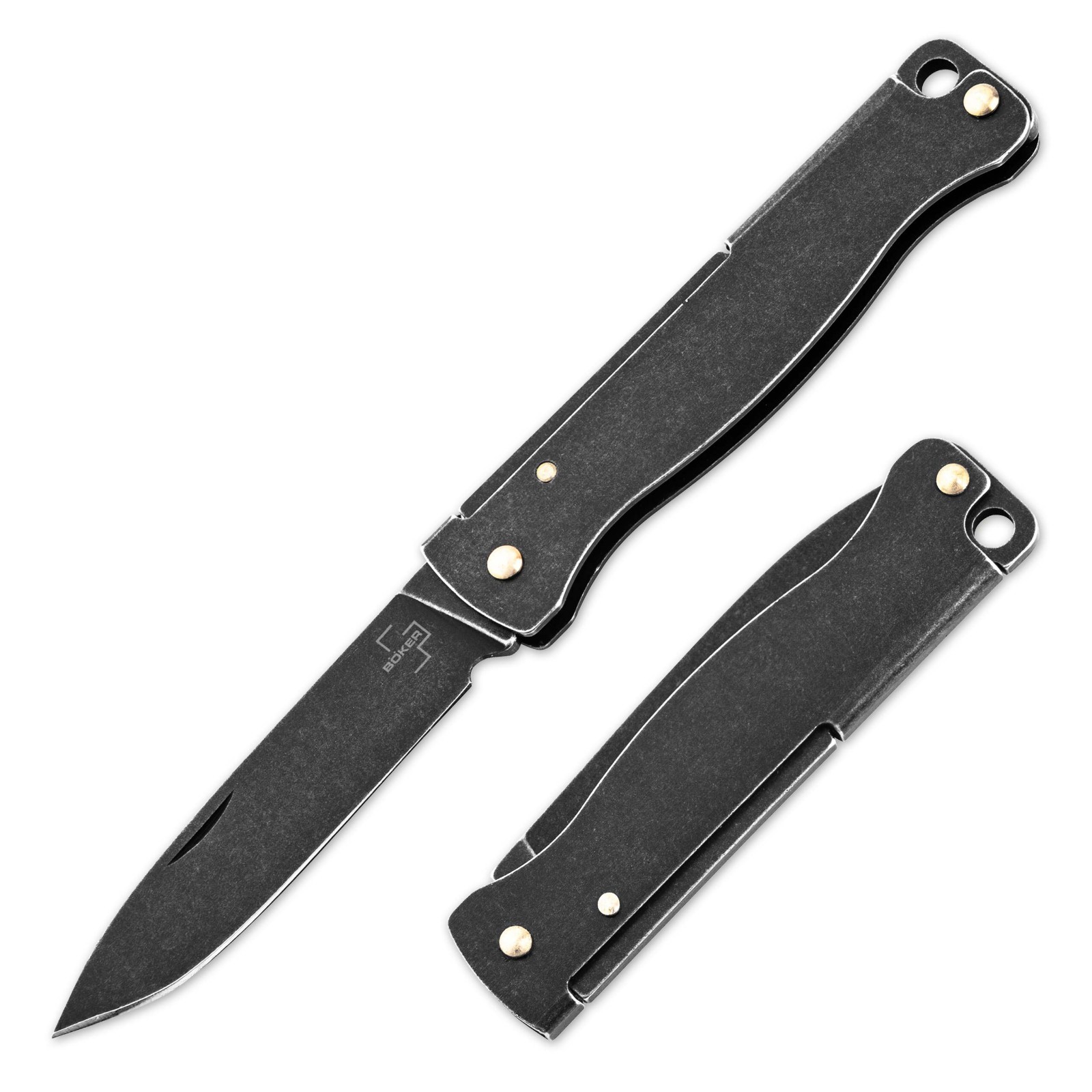 BOKER  PLUS Atlas Mini Dark Folding Knife 1.65" Blade 12C27 Slipjoint - 01BP0025