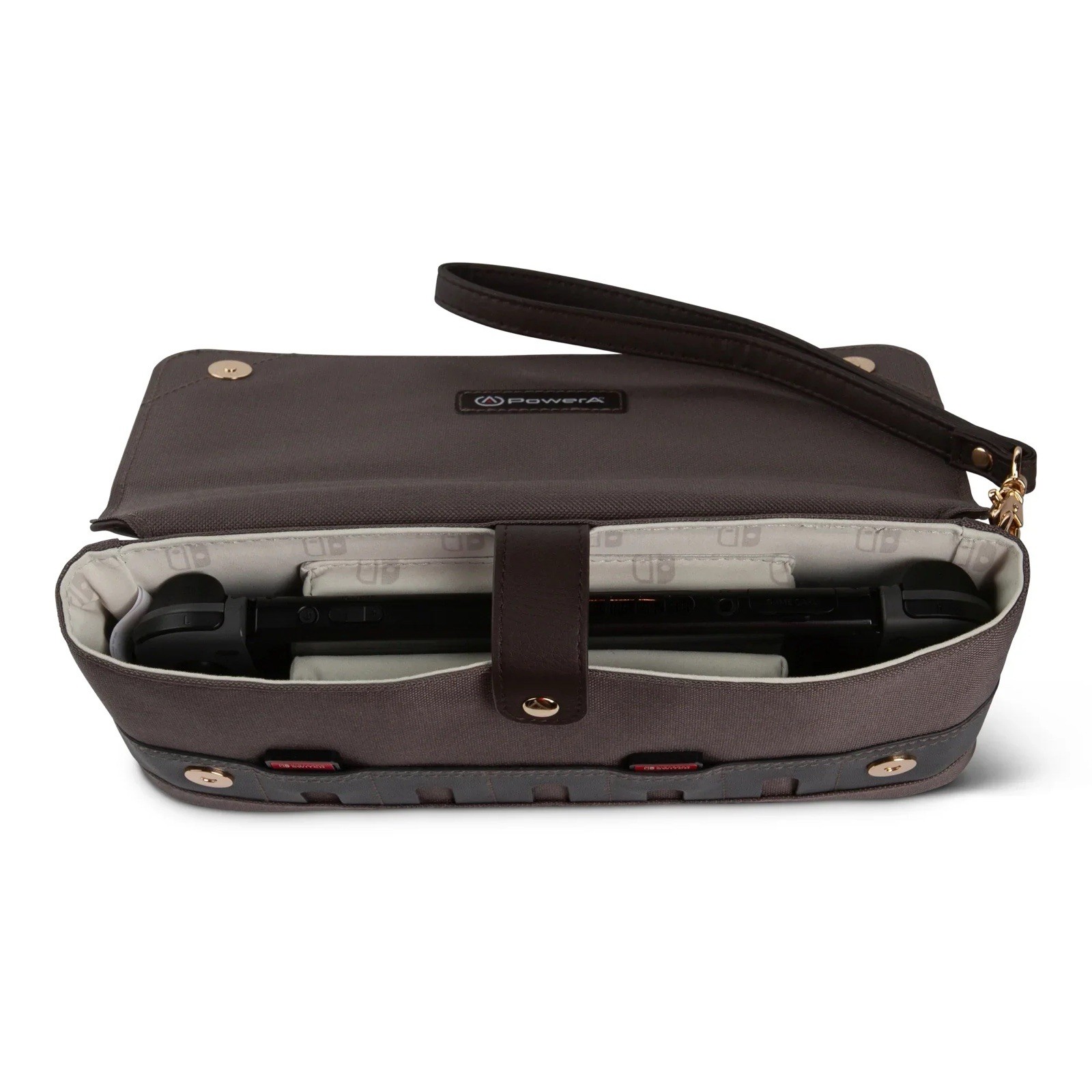PowerA Clutch Bag Carrying Case, Padded Wrist Strap for Switch/Switch Lite Brown