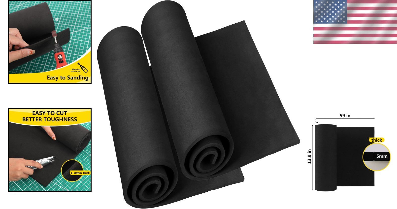 2-Pack EVA Foam Sheets - 5mm Thick Craft Foam for Cosplay & DIY Projects