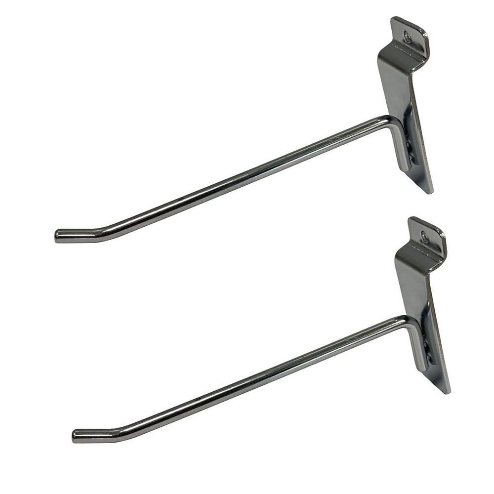 6" Slatwall Hooks,Chrome,Hanger Display,Display Panel Hooks Wire Metal 12 Pc Set