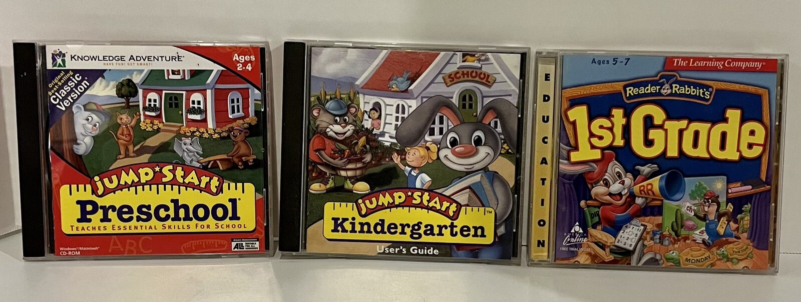 Lot of 3 Jump start PC Learning Pre-school Kindergarten Reader Rabbit 1st grade