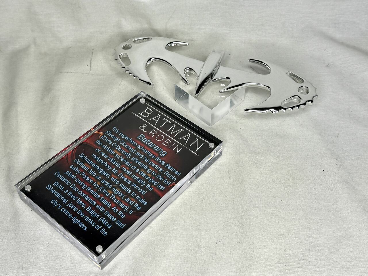 Batman and Robin Bat-Device, Resin, Silver Plated Replica, Plaque, Item Stand